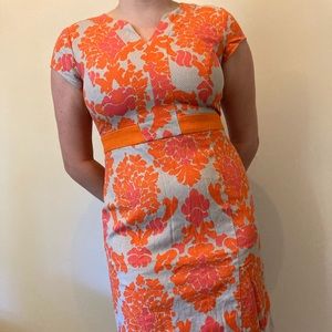 Boden Orange and Beige Floral Dress